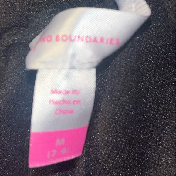 No Boundaries Black Tie Front Pants Clasp Closure Elastic Waist Rolled Hem Sz M - Picture 3 of 6